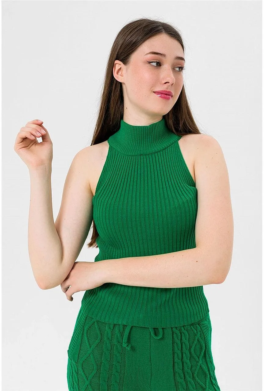 Sleeveless Turtleneck Knitted Cozy Tank Top Sweater