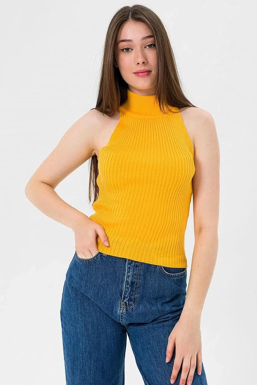Sleeveless Turtleneck Knitted Cozy Tank Top Sweater