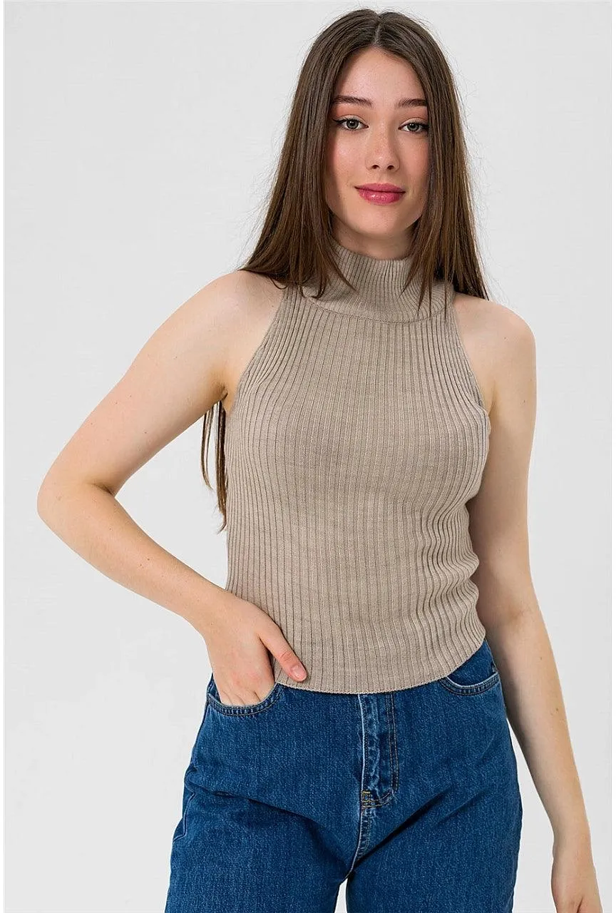 Sleeveless Turtleneck Knitted Cozy Tank Top Sweater