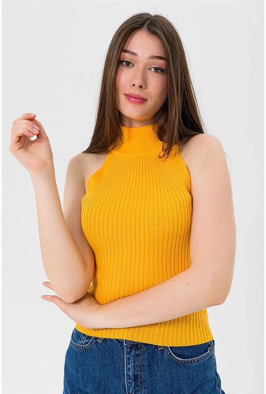 Sleeveless Turtleneck Knitted Cozy Tank Top Sweater