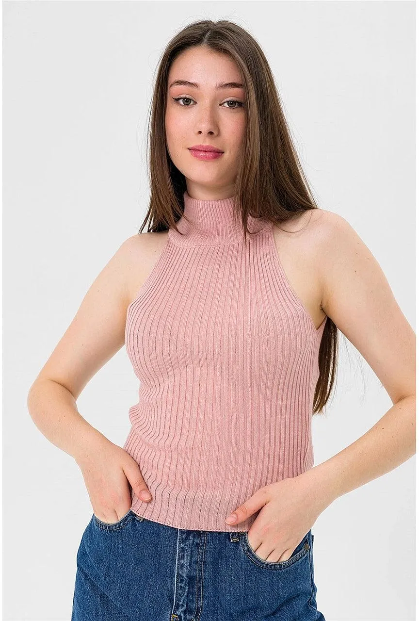 Sleeveless Turtleneck Knitted Cozy Tank Top Sweater