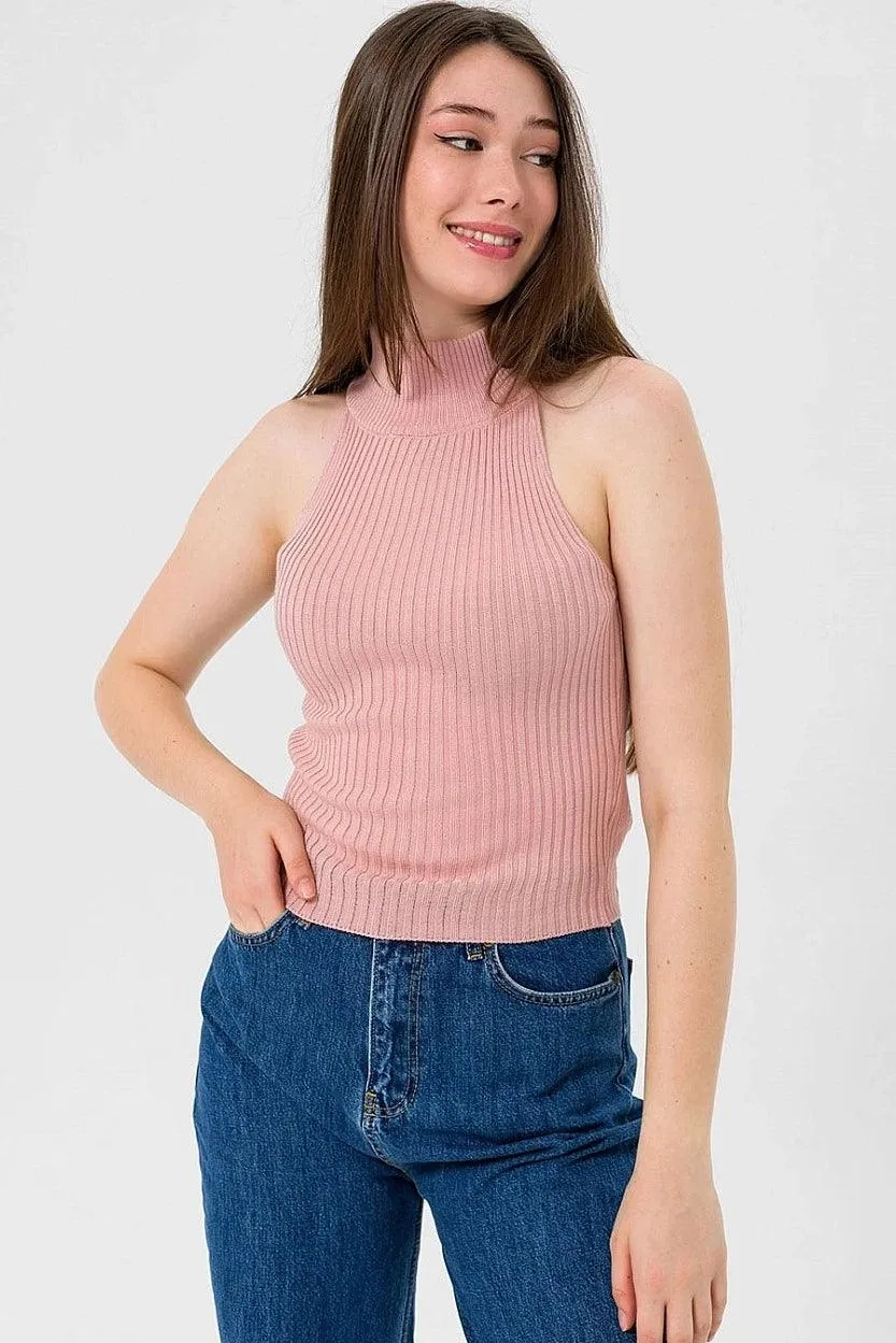 Sleeveless Turtleneck Knitted Cozy Tank Top Sweater