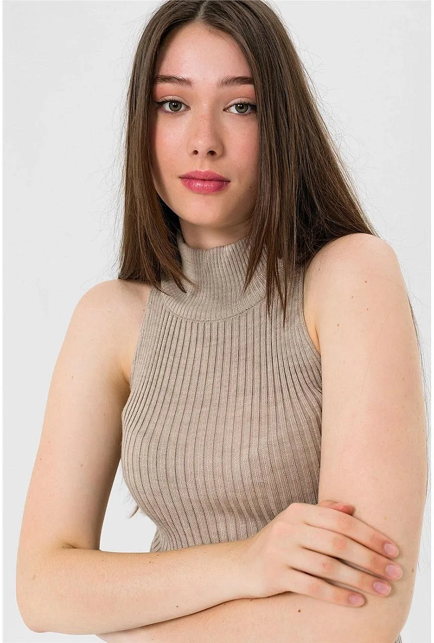 Sleeveless Turtleneck Knitted Cozy Tank Top Sweater
