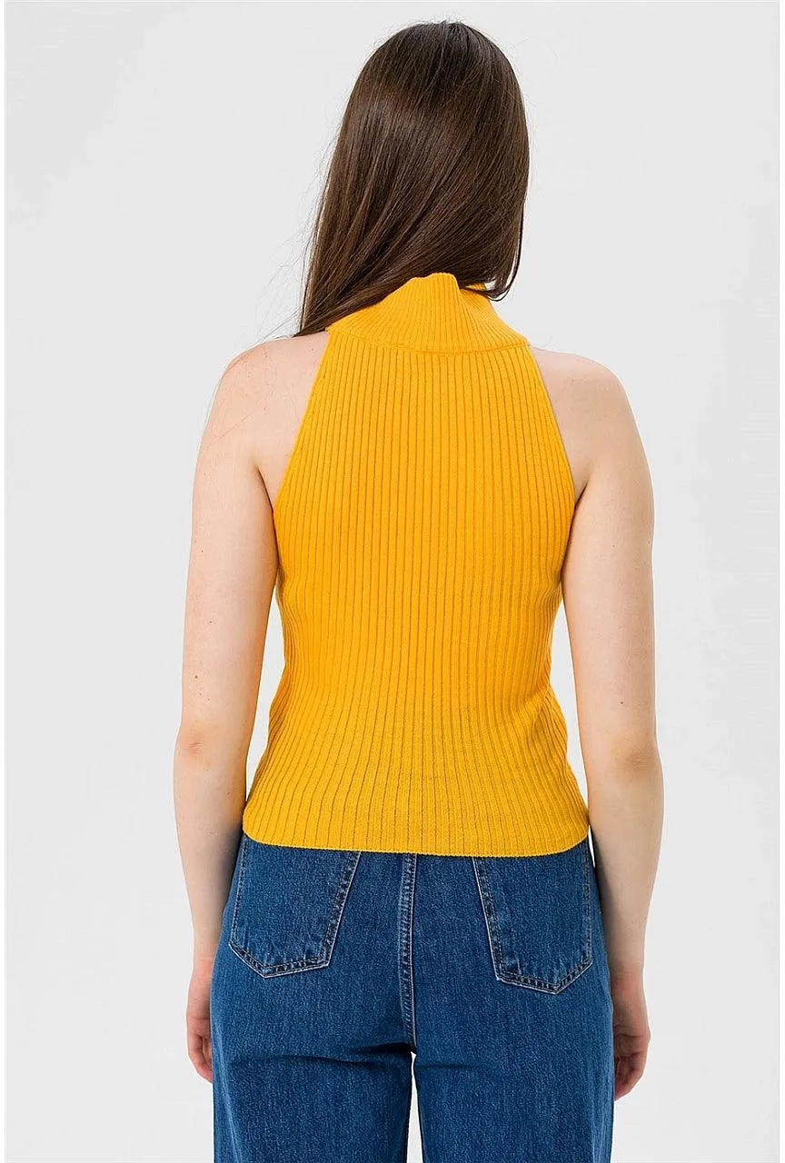 Sleeveless Turtleneck Knitted Cozy Tank Top Sweater