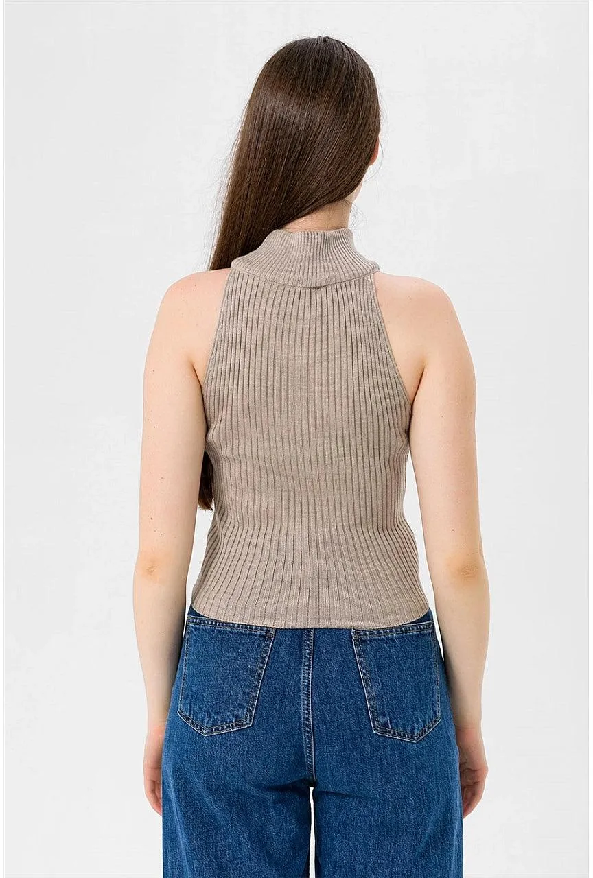 Sleeveless Turtleneck Knitted Cozy Tank Top Sweater