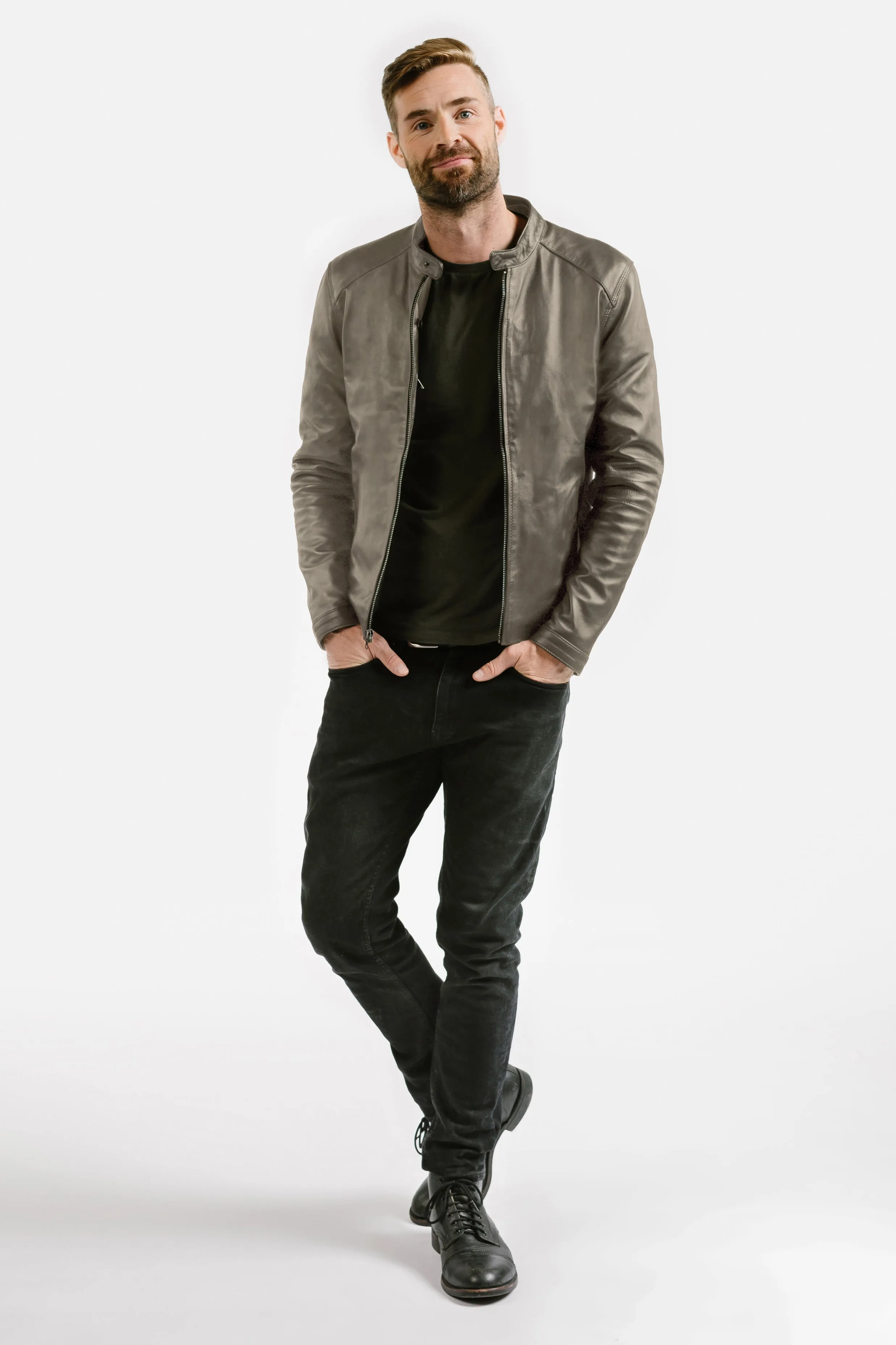 Slim Racer Leather Jacket | Theseus