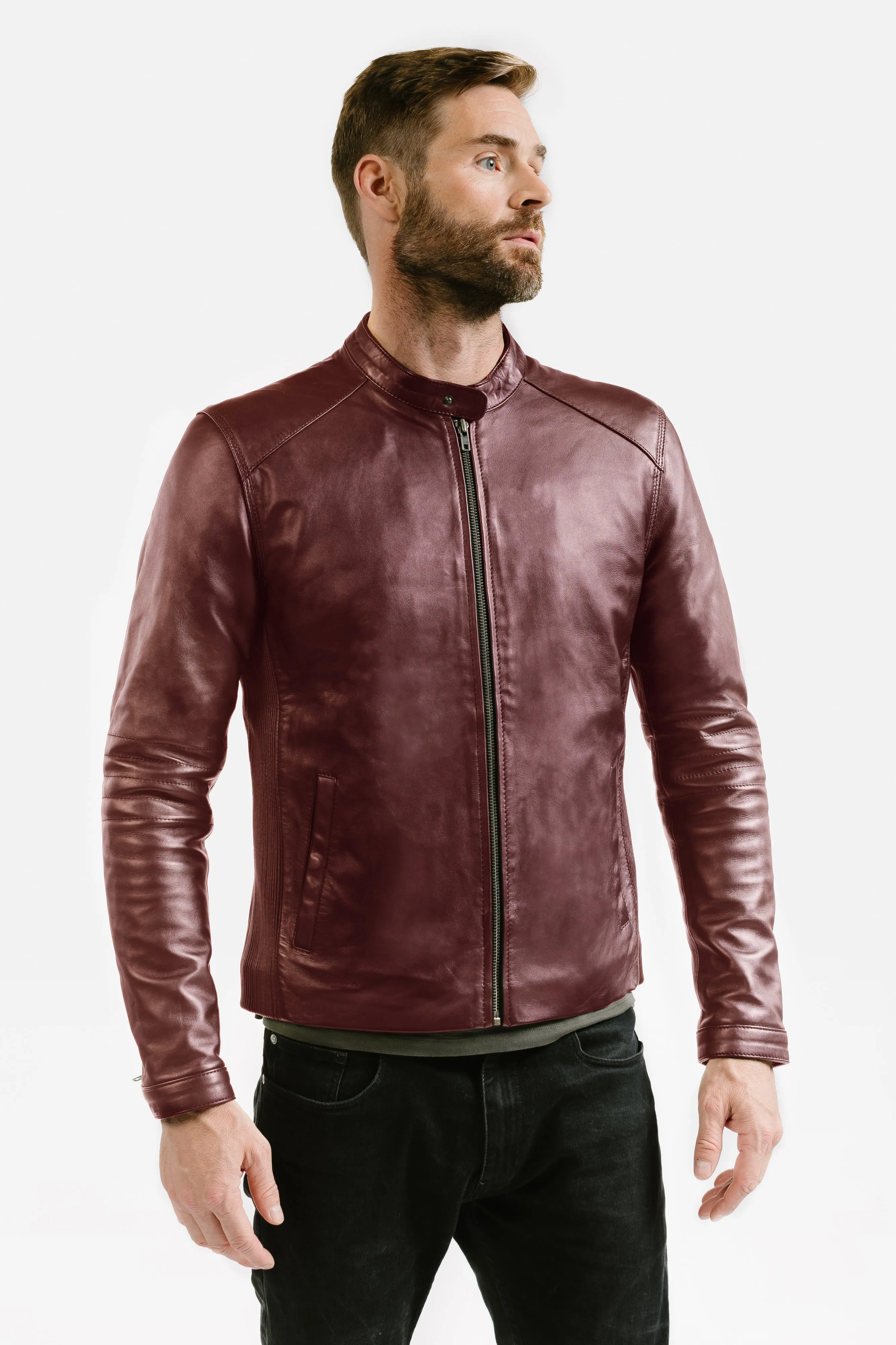 Slim Racer Leather Jacket | Theseus