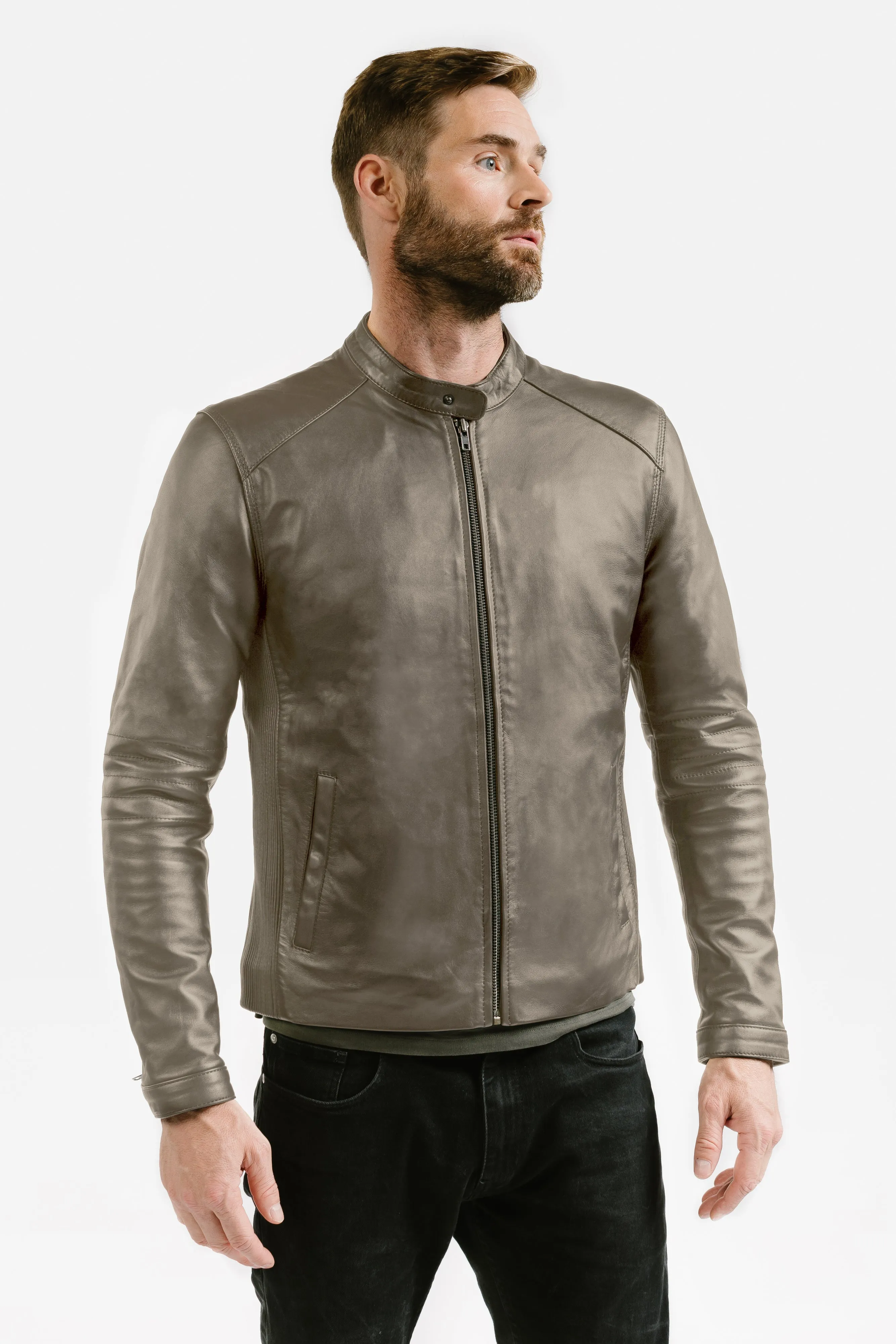 Slim Racer Leather Jacket | Theseus