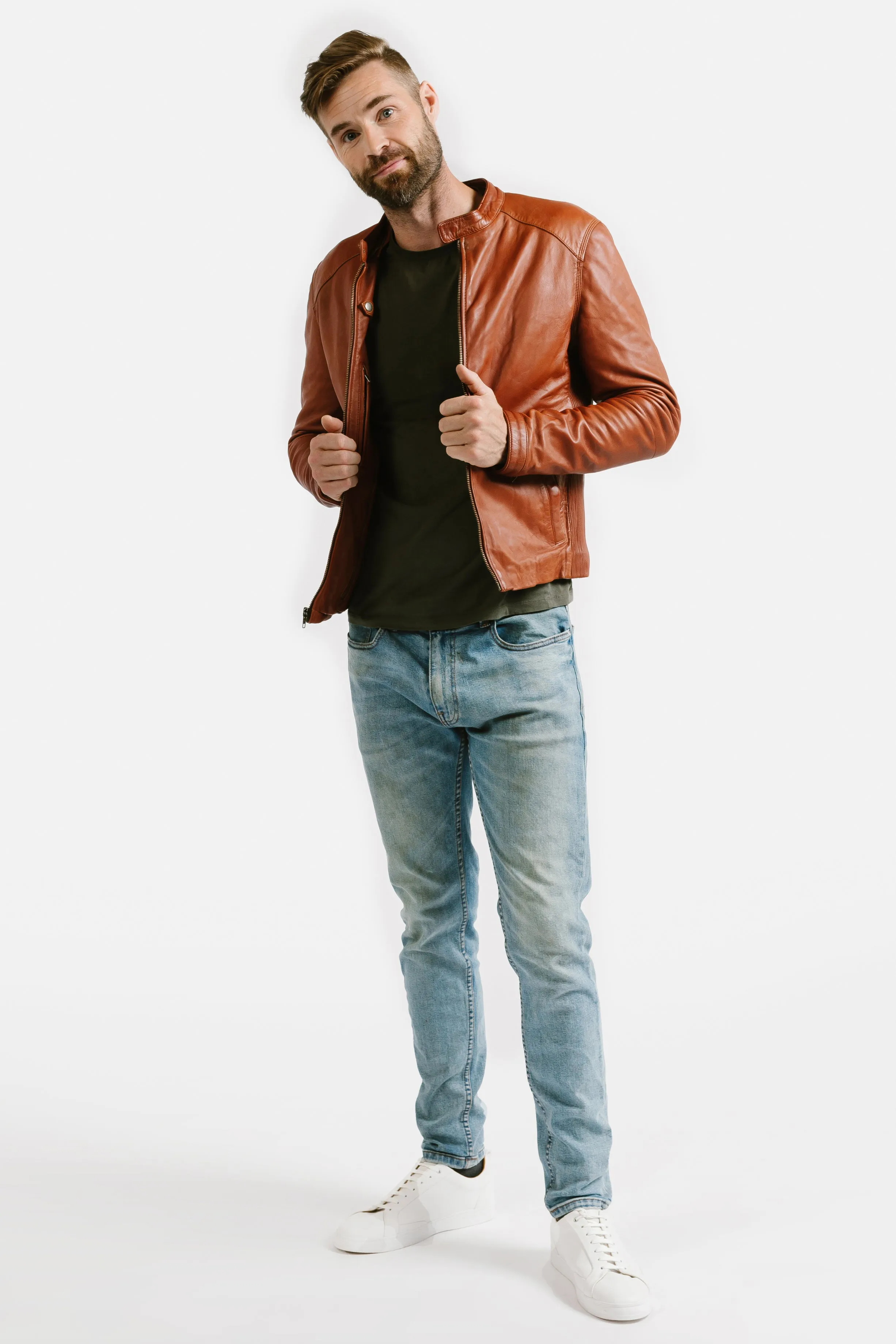 Slim Racer Leather Jacket | Theseus