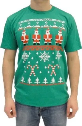 Snowflake and Candy Cane 8-Bit Design T-shirt