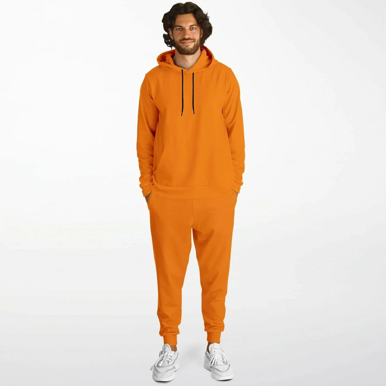 Solid Orange Men's Hoodie and Jogger Set