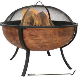 Sunnydaze Copper Raised Outdoor Fire Pit Bowl with Spark Screen - 32"