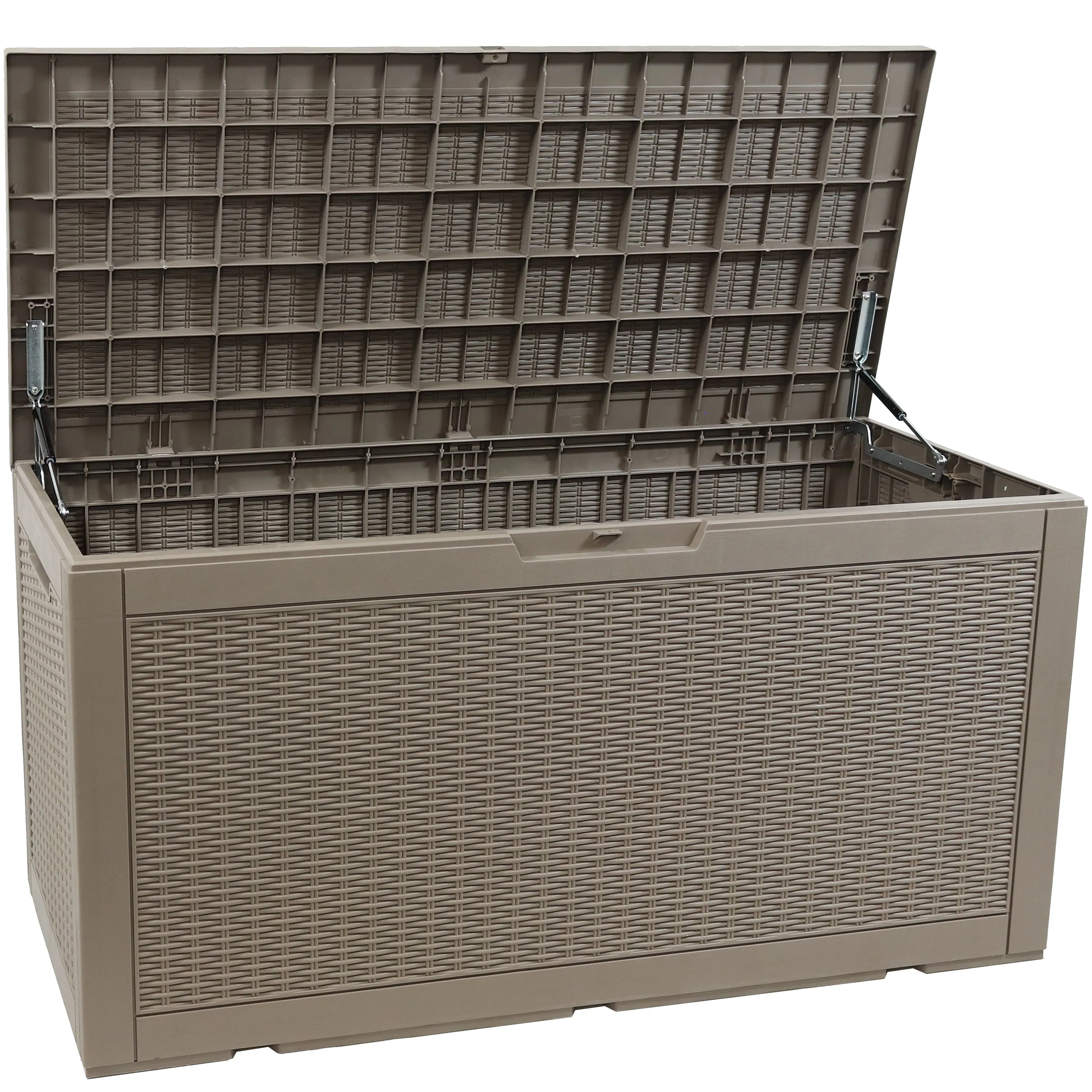 Sunnydaze Faux Rattan Outdoor Lockable Deck Storage Box  - 100-Gal.