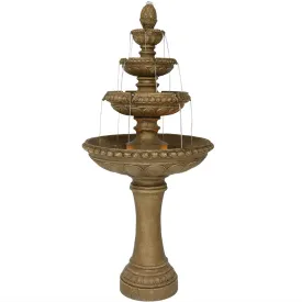 Sunnydaze Large 4-Tier Eggshell Outdoor Fountain with LED Lights - 65"