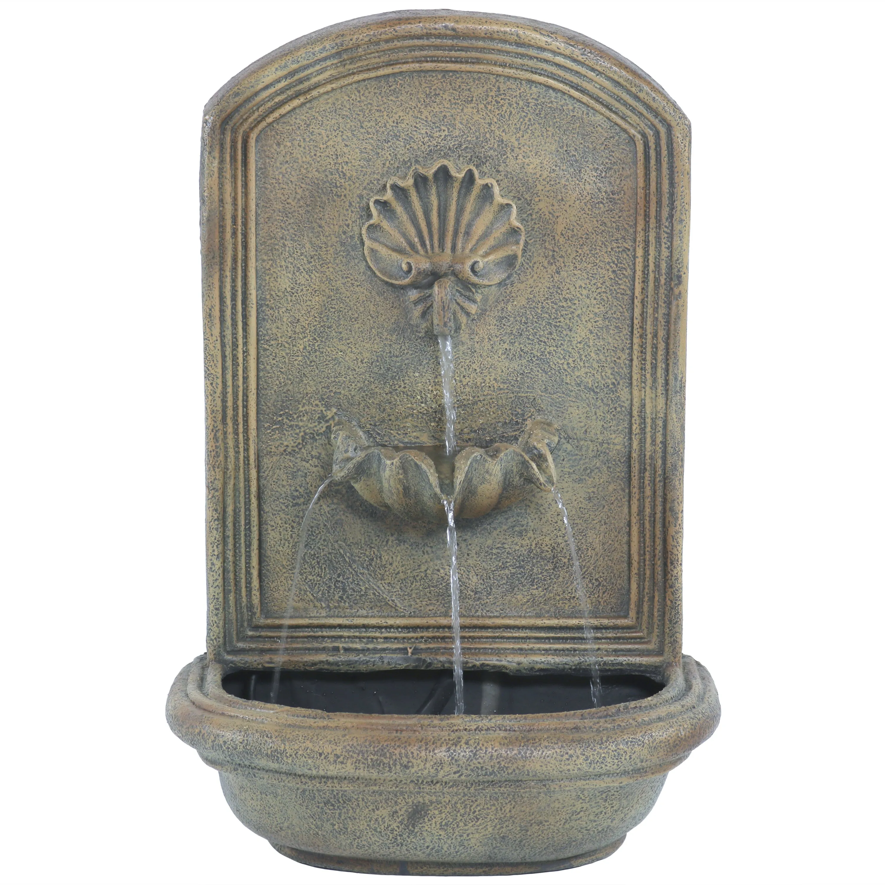 Sunnydaze Seaside Outdoor Solar Wall Fountain - 27" H
