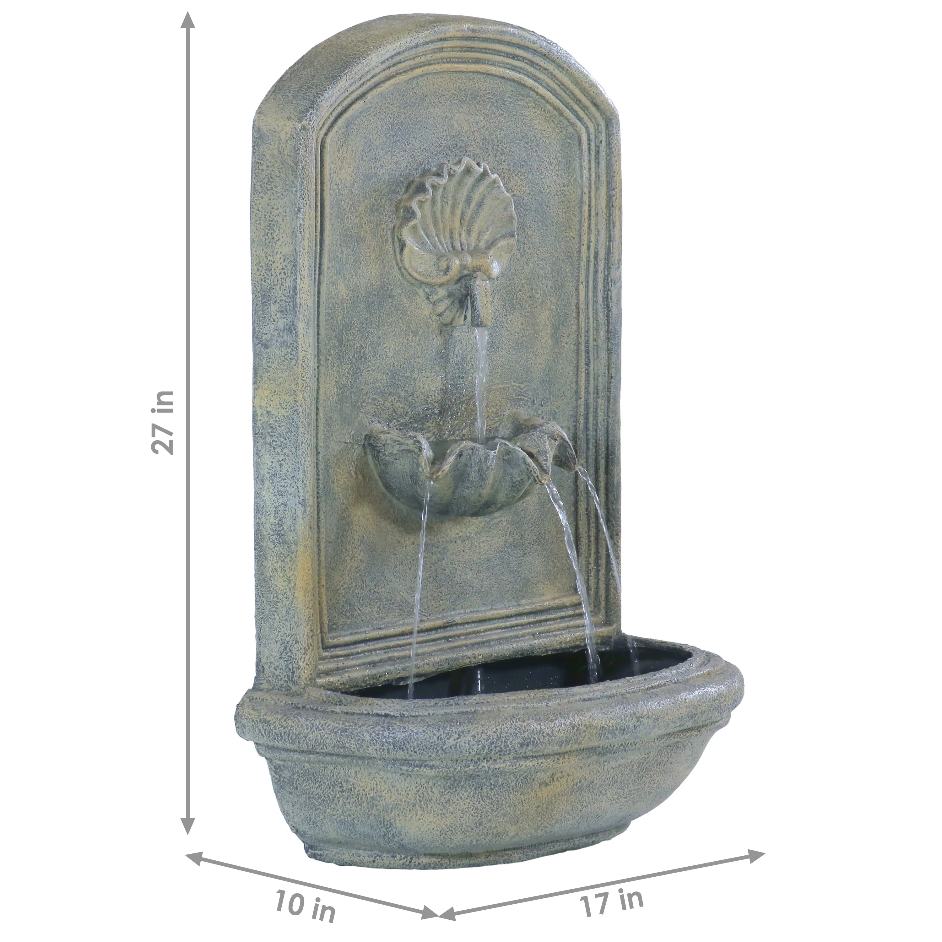 Sunnydaze Seaside Outdoor Solar Wall Fountain - 27" H