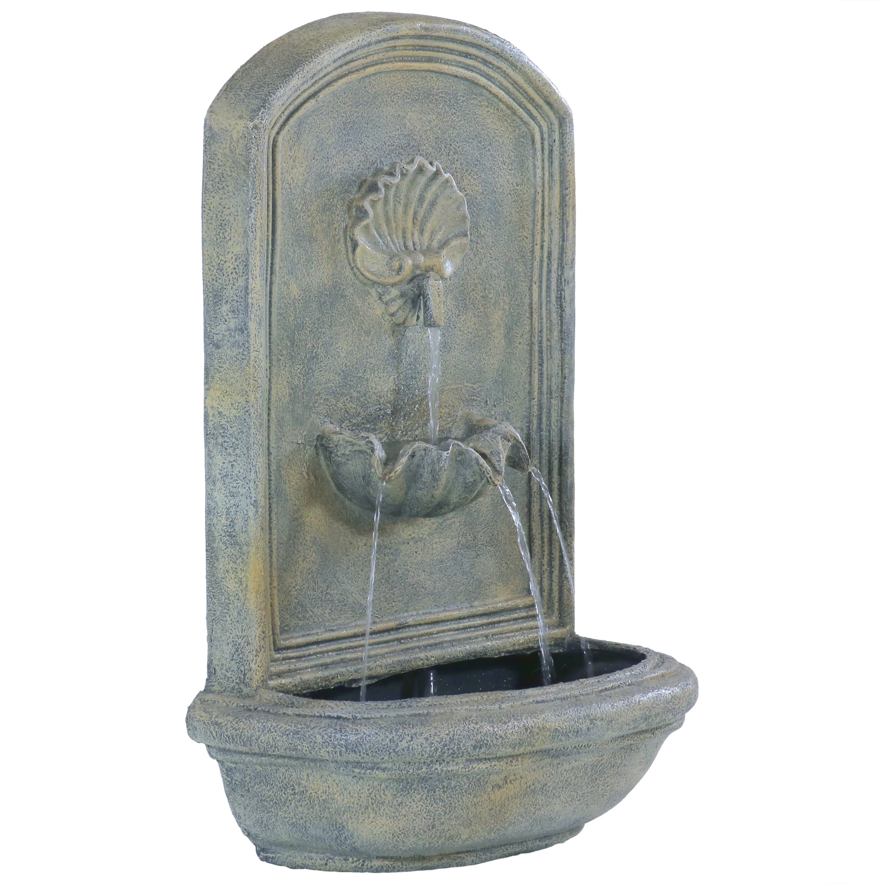 Sunnydaze Seaside Outdoor Solar Wall Fountain - 27" H