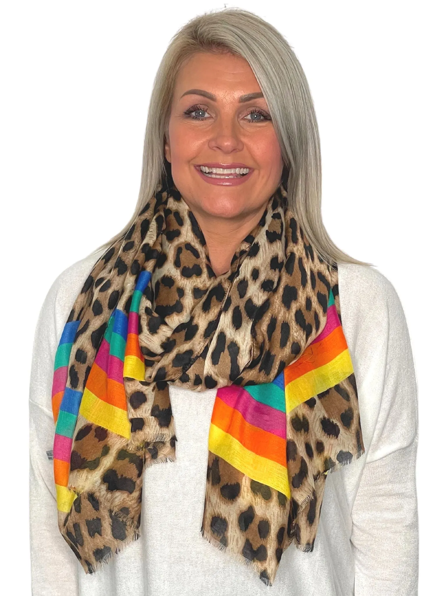 Taya Rainbow Animal Print Scarf