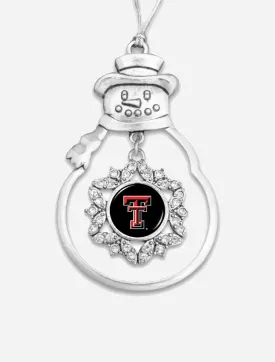 Texas Tech Rhinestone Snowflake Snowman Ornament