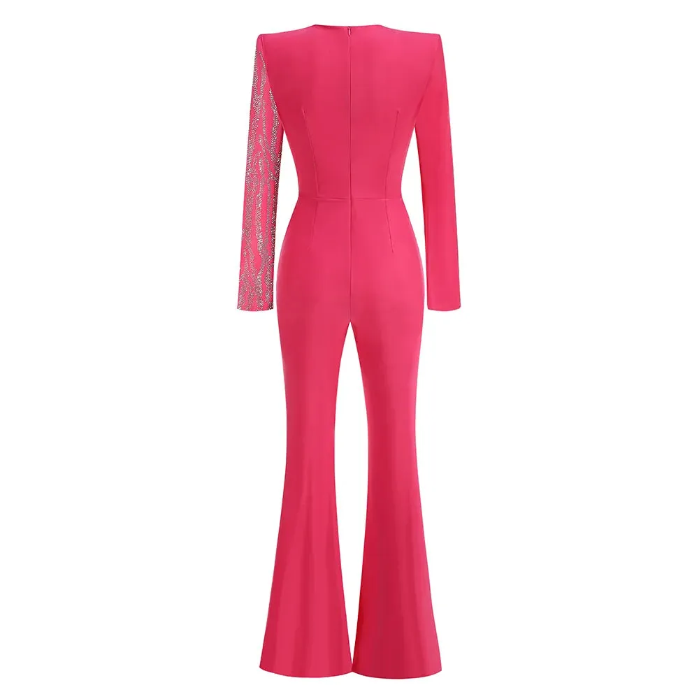 Trend4us Women's Glam Beaded Rhinestone Jumpsuit