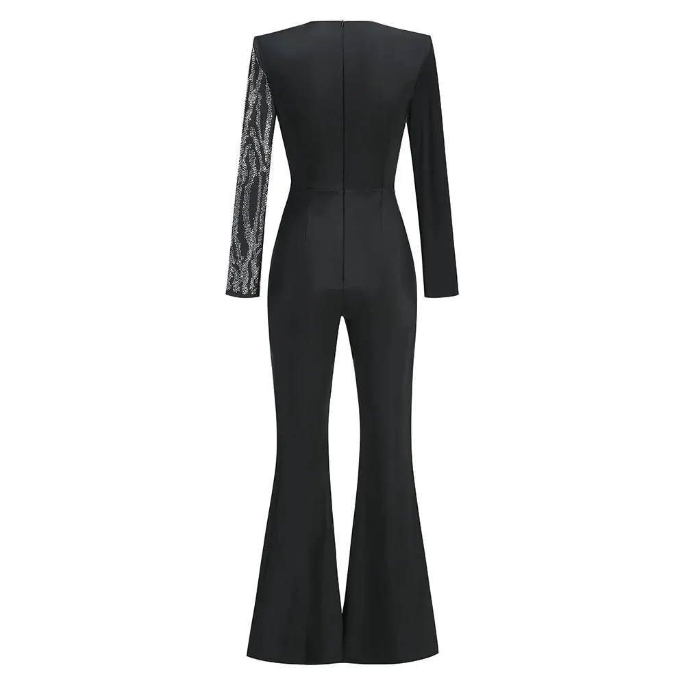 Trend4us Women's Glam Beaded Rhinestone Jumpsuit