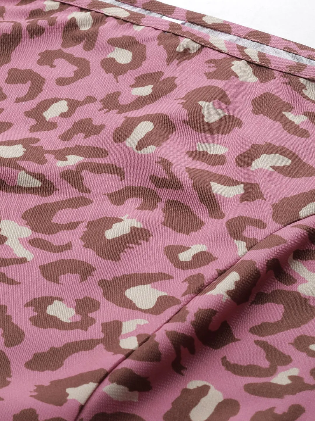 TUNIC - Women Pink & Brown Leopard Print A-Line Dress