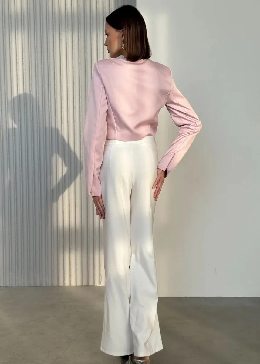 V-Neck Bow Decor Cropped Jacket