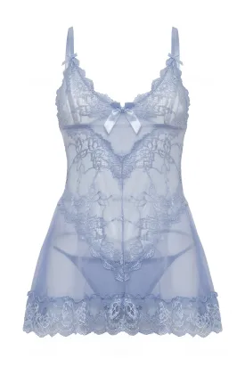 Valentine Light Blue Lace Babydoll • Curve