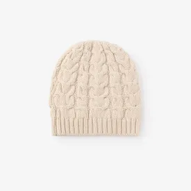 Wheat Horseshoe Cable Knit Baby Hat