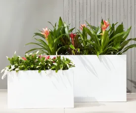 White Rectangular Fibre Planter RCT 02