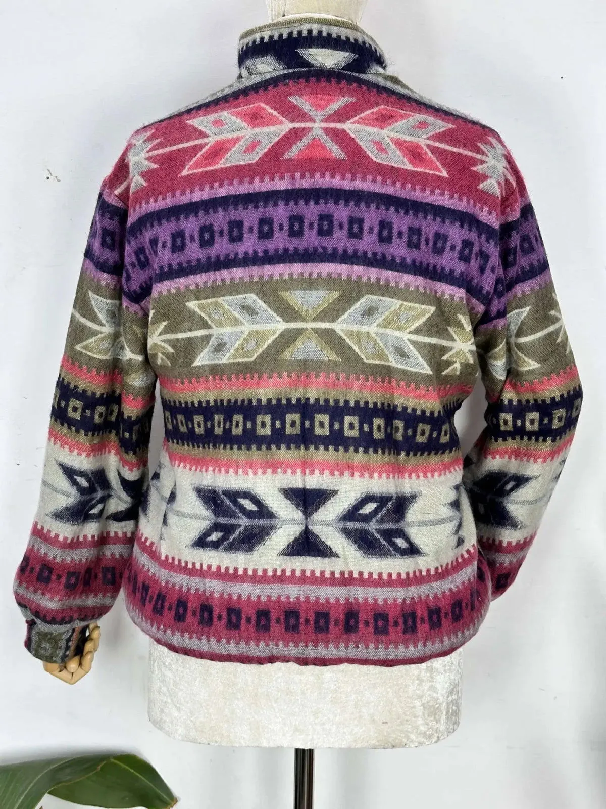 Yak Wool Blend Zipper Jacket Kimono | Autumn Winter Warm Cozy Diamond Aztec Geometric Soft comfy Bomber Bolero Style Sweater | With Pockets