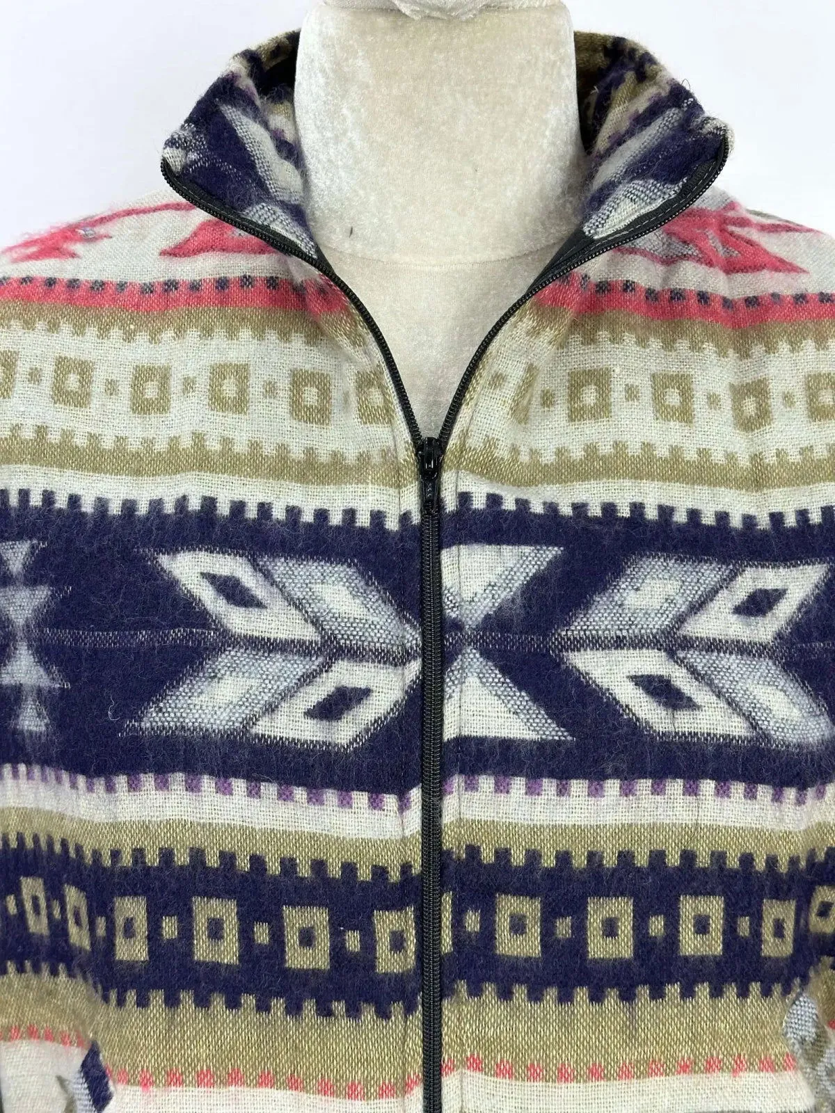 Yak Wool Blend Zipper Jacket Kimono | Autumn Winter Warm Cozy Diamond Aztec Geometric Soft comfy Bomber Bolero Style Sweater | With Pockets