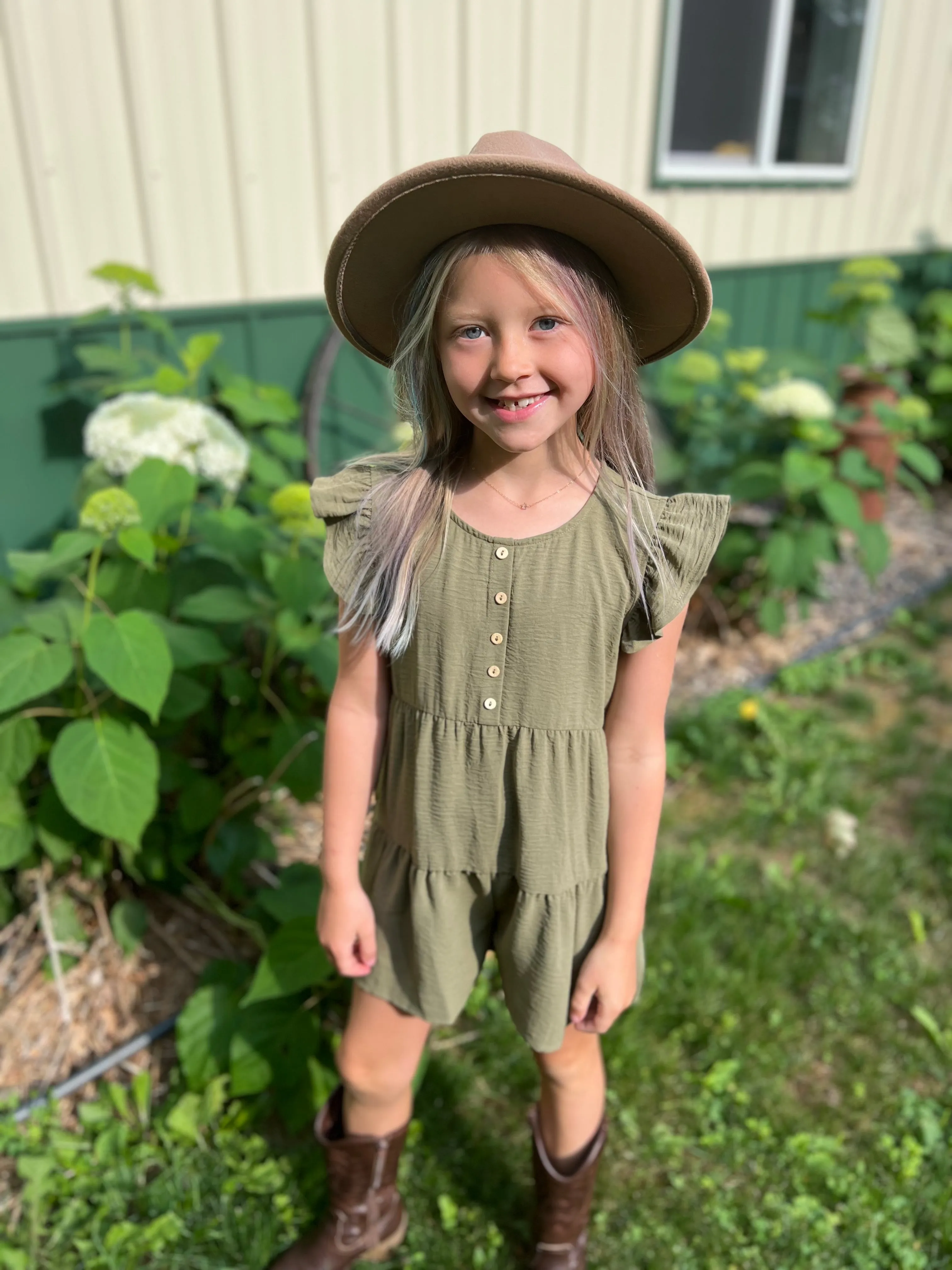 Youth RUFFLE SHOULDER TIERED ROMPER